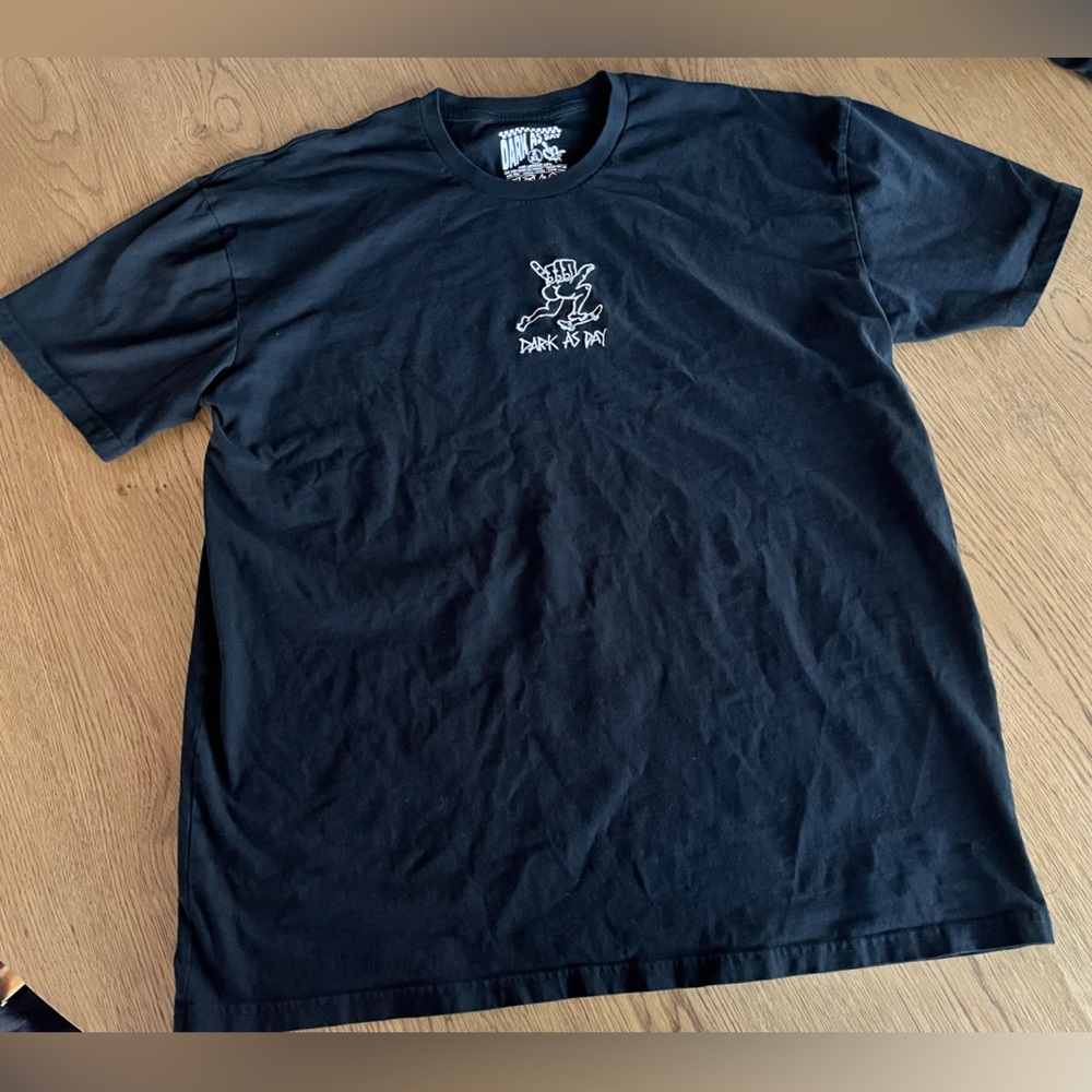 Black Dark as Day Embroidered T-Shirt